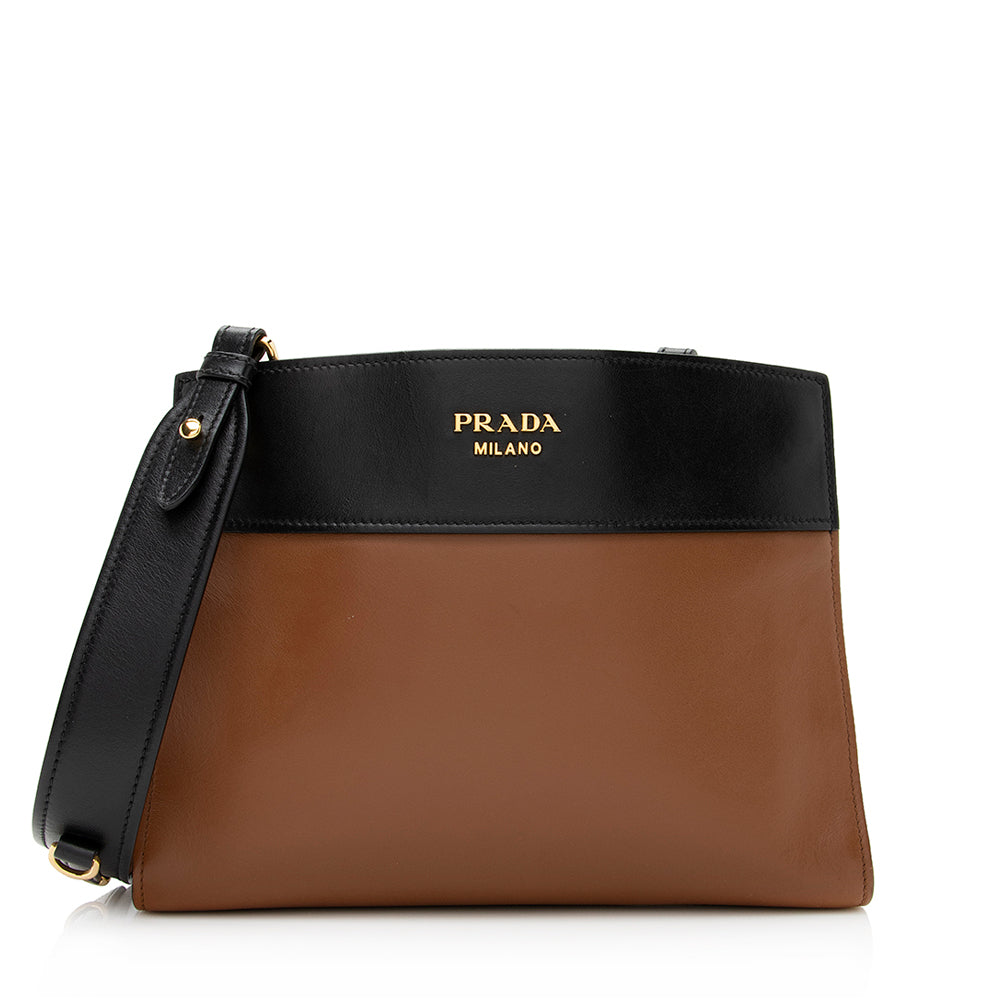 Prada City Calf Leather Bibliotheque Shoulder Bag (SHF-20802)