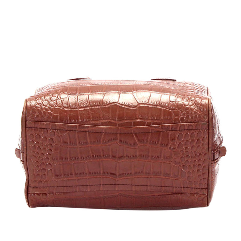 Prada Croc Embossed Leather Handbag (SHG-26197)