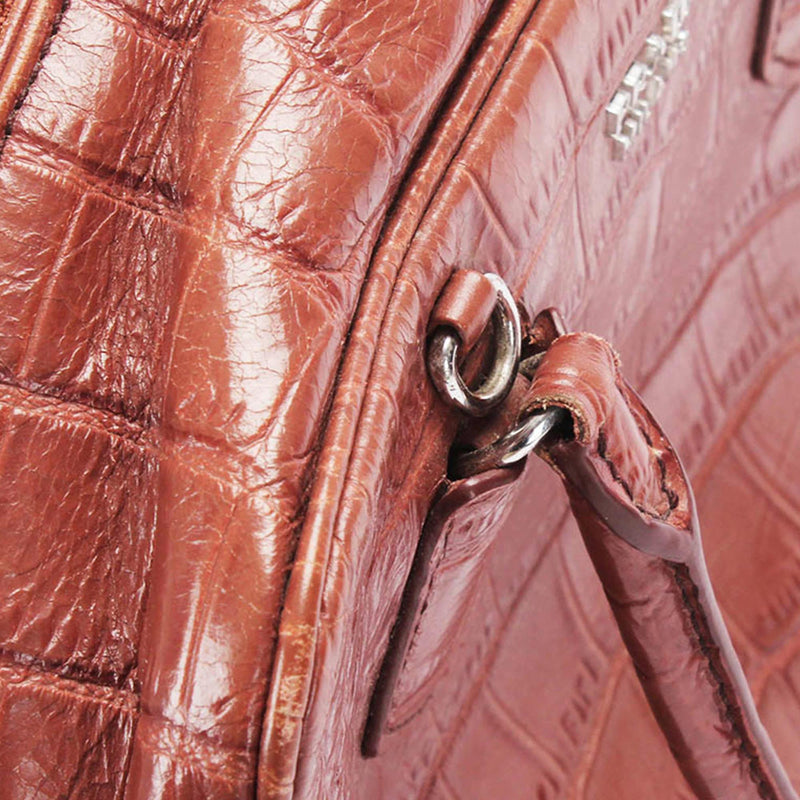 Prada Croc Embossed Leather Handbag (SHG-26197)