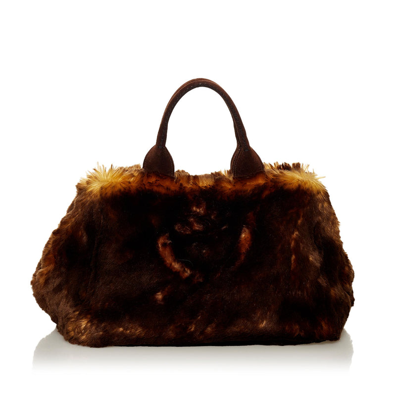 Prada Eco Kidassia Faux Fur Garden Handbag (SHG-29643)