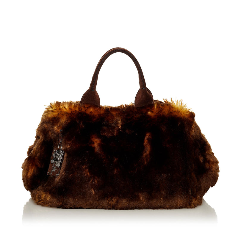 Prada Eco Kidassia Faux Fur Garden Handbag (SHG-29643)