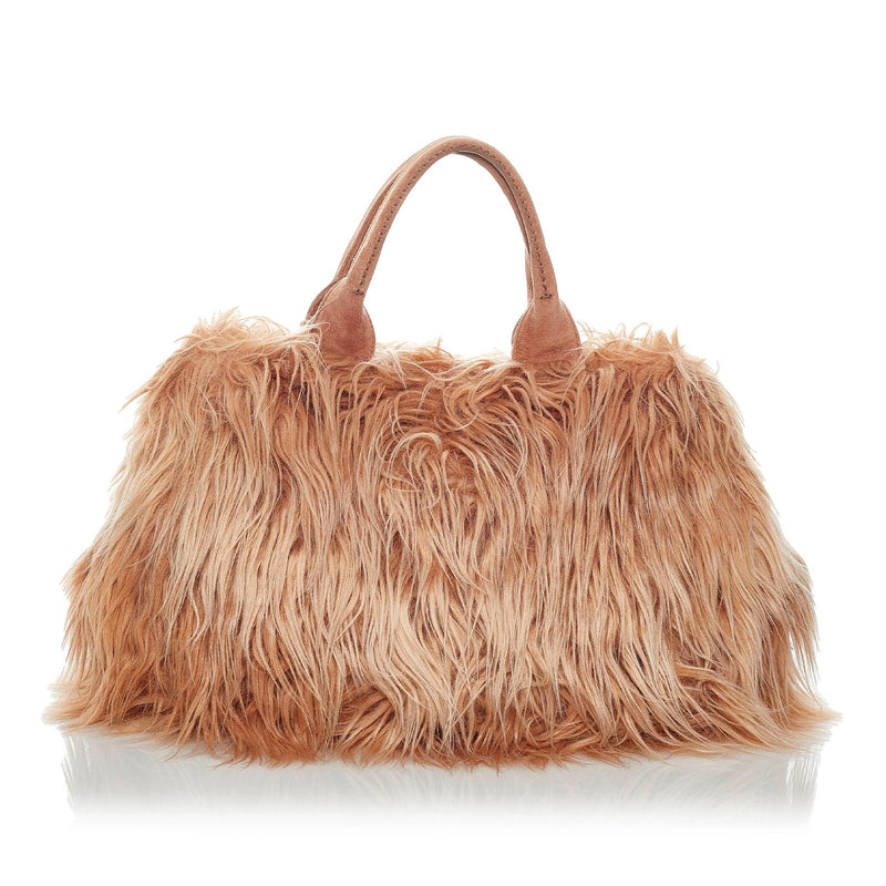Prada Eco Kidassia Faux Fur Garden Handbag (SHG-30403)