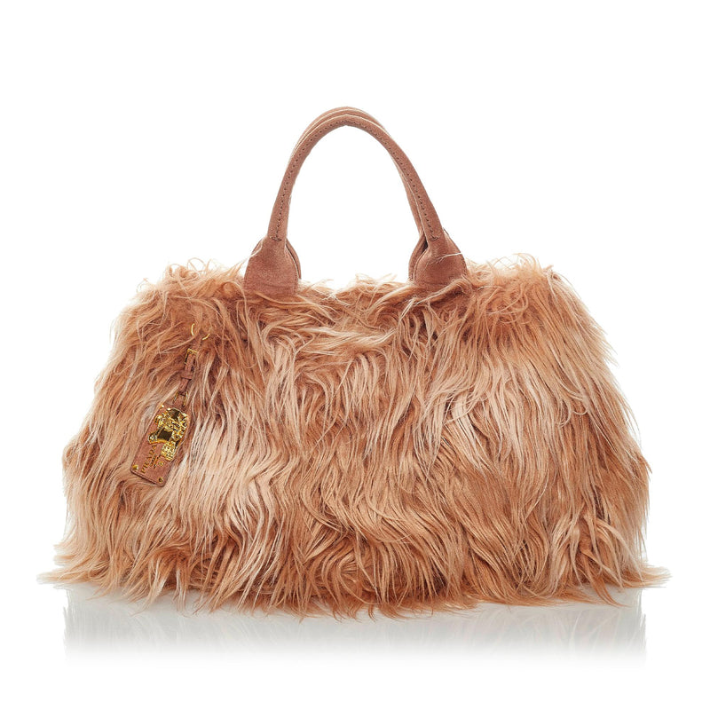 Prada Authenticated Faux Fur Handbag
