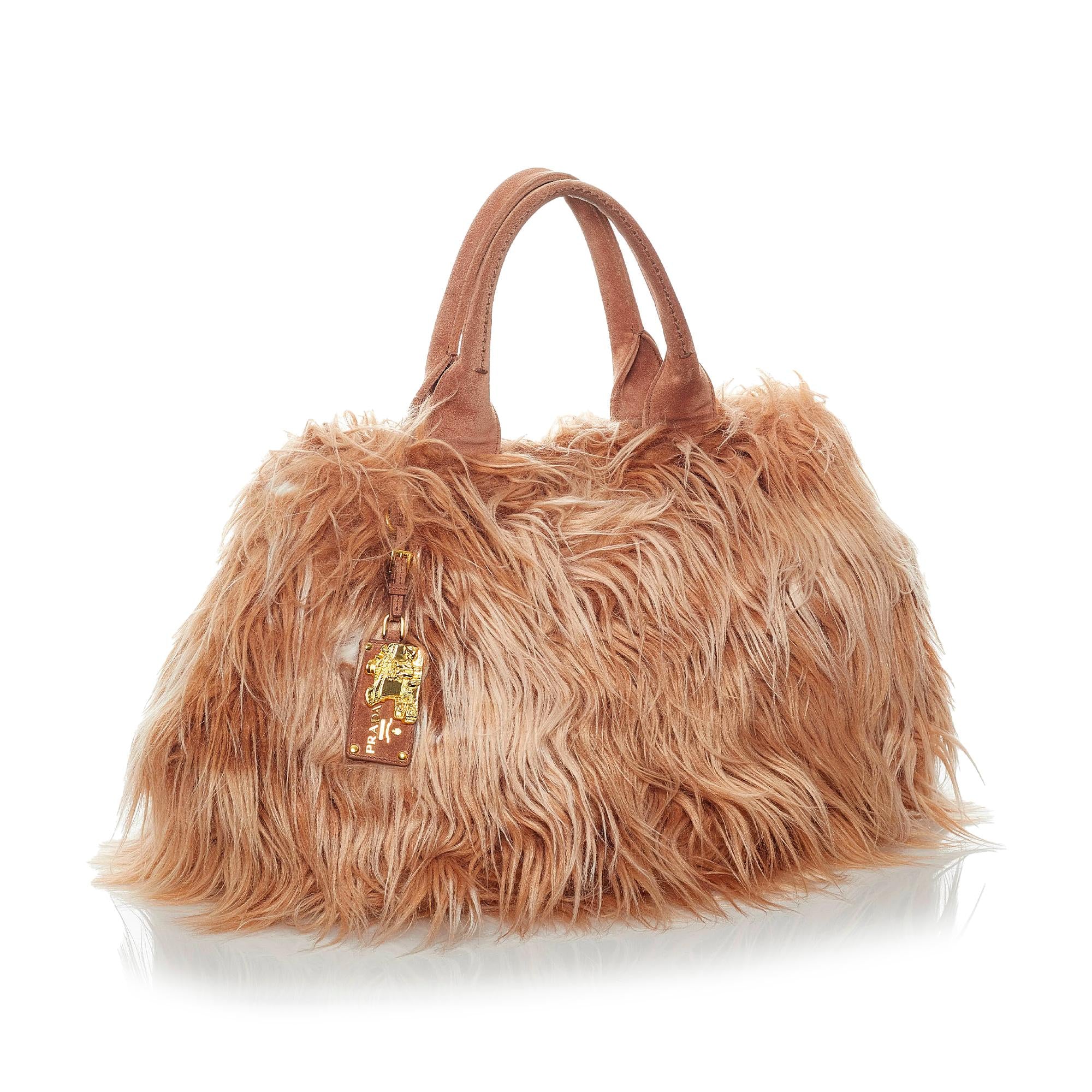 Prada Eco Kidassia Faux Fur Garden Handbag (SHG-30403)