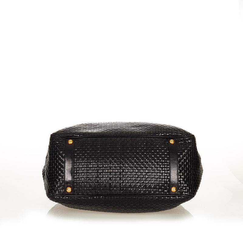 Prada Frame Woven Leather Tote Bag (SHG-26909)
