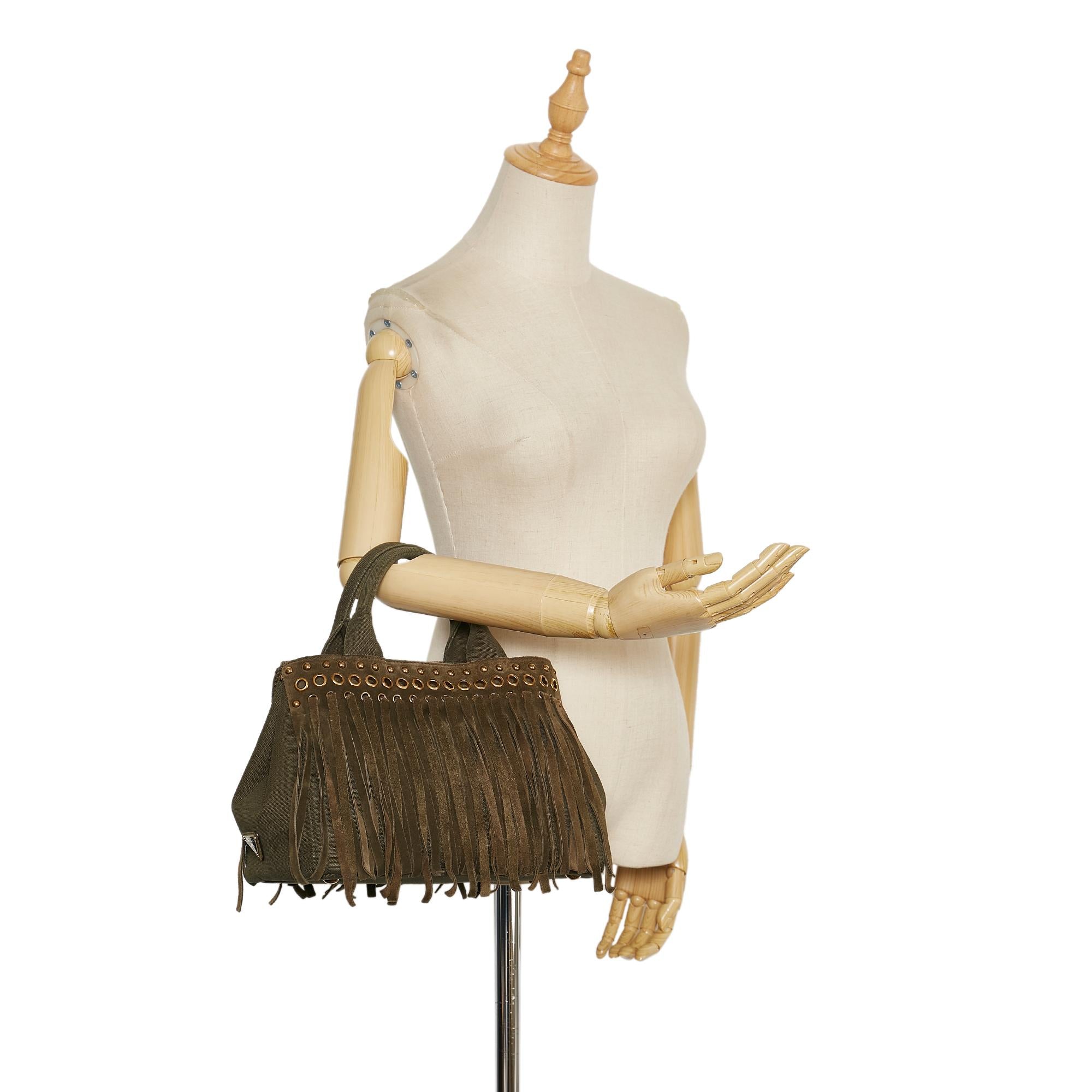 Prada Fringed Canapa Handbag (SHG-35713)