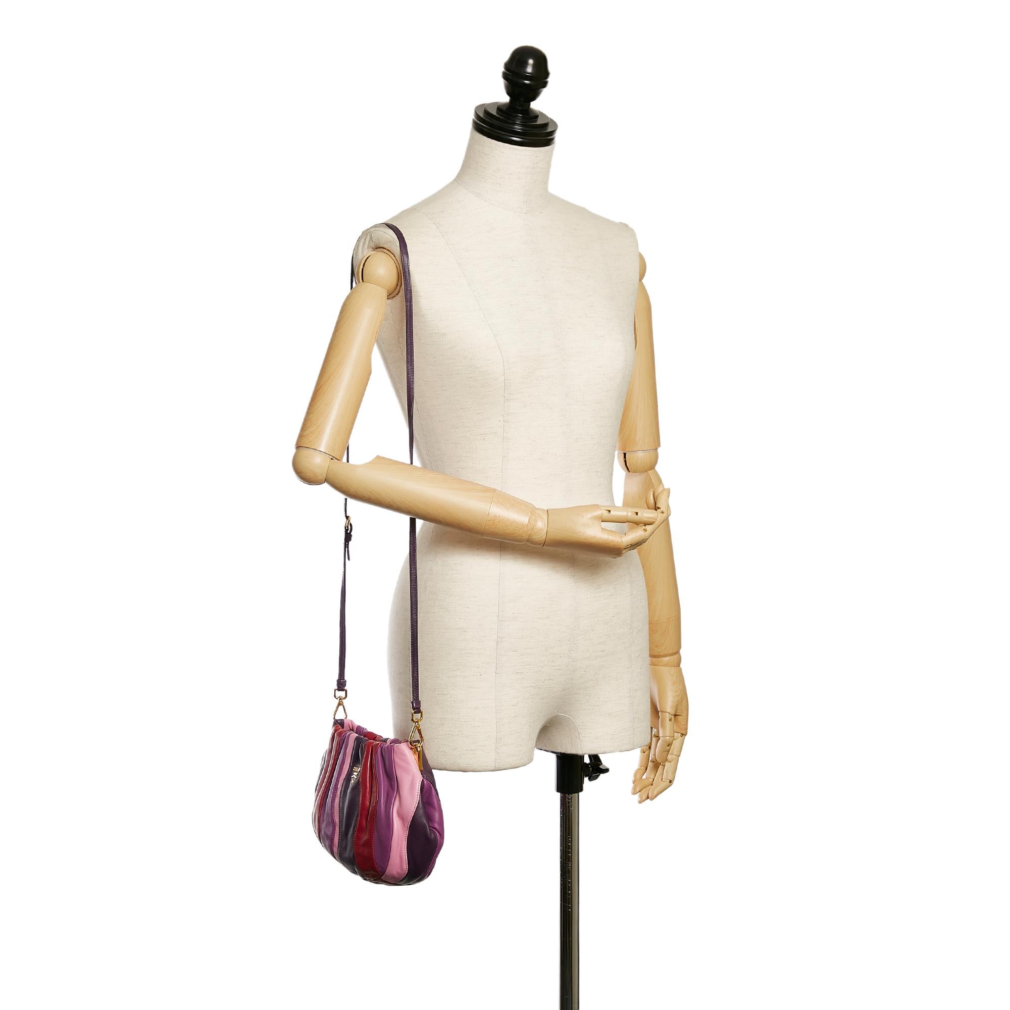 Prada Gathered Leather Crossbody Bag (SHG-31466)