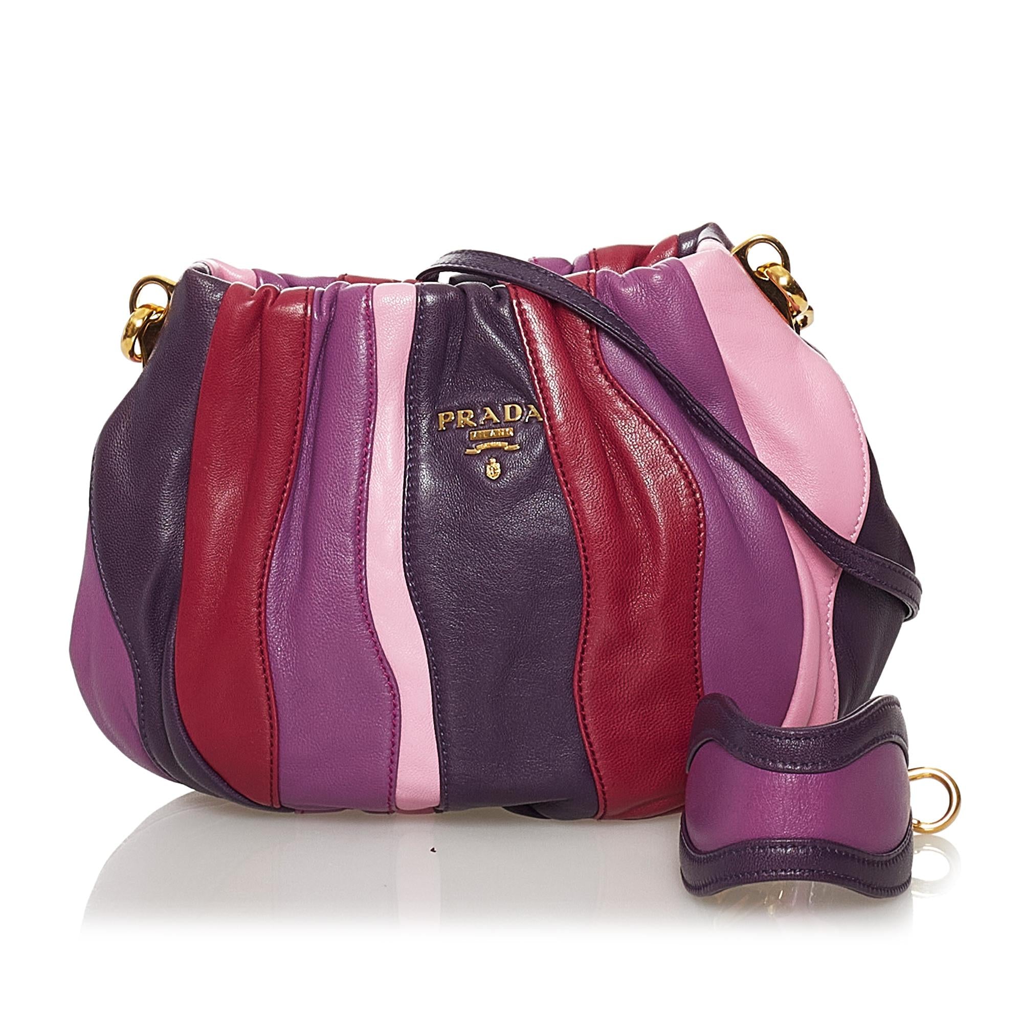 Prada Gathered Leather Crossbody Bag (SHG-31466)