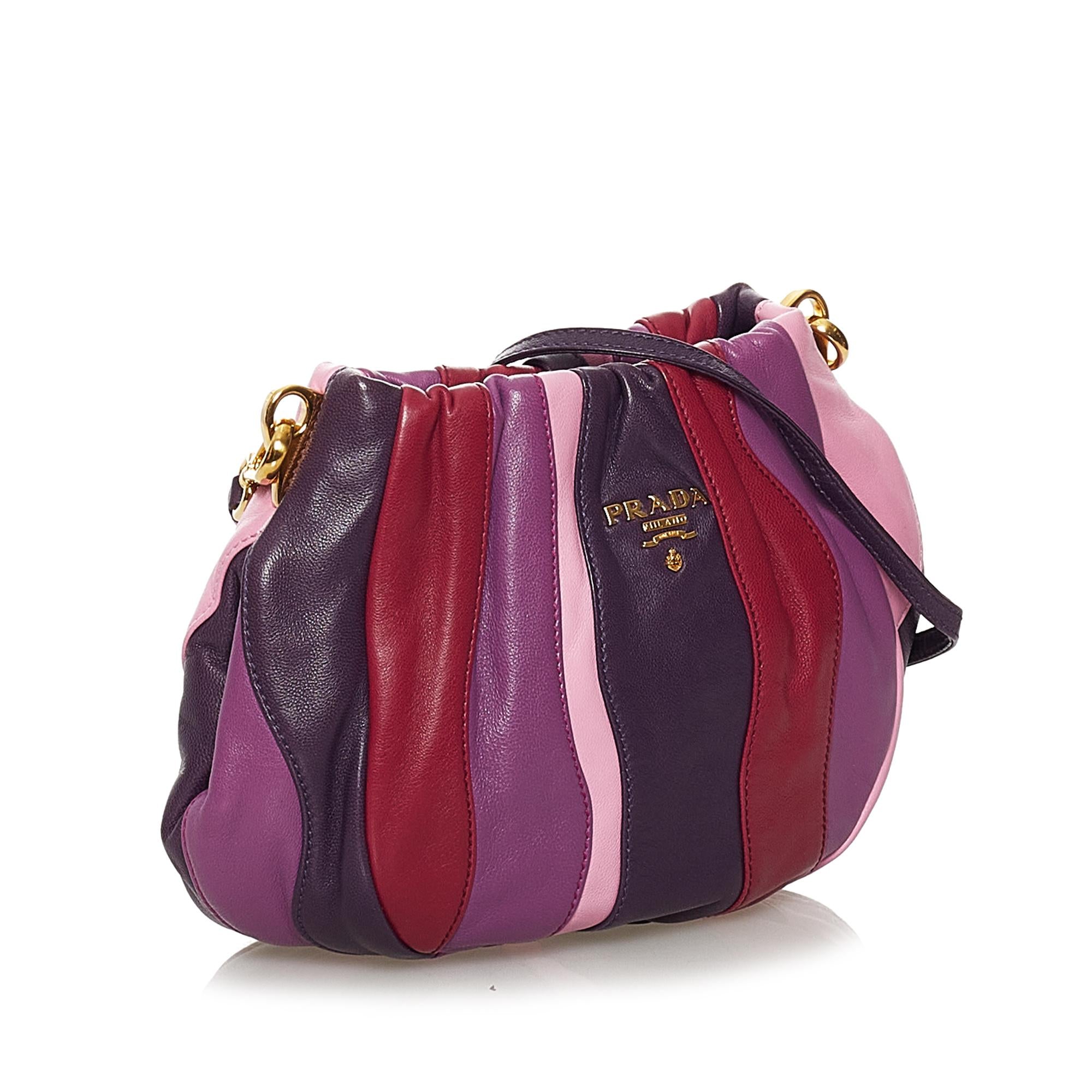 Prada Gathered Leather Crossbody Bag (SHG-31466)