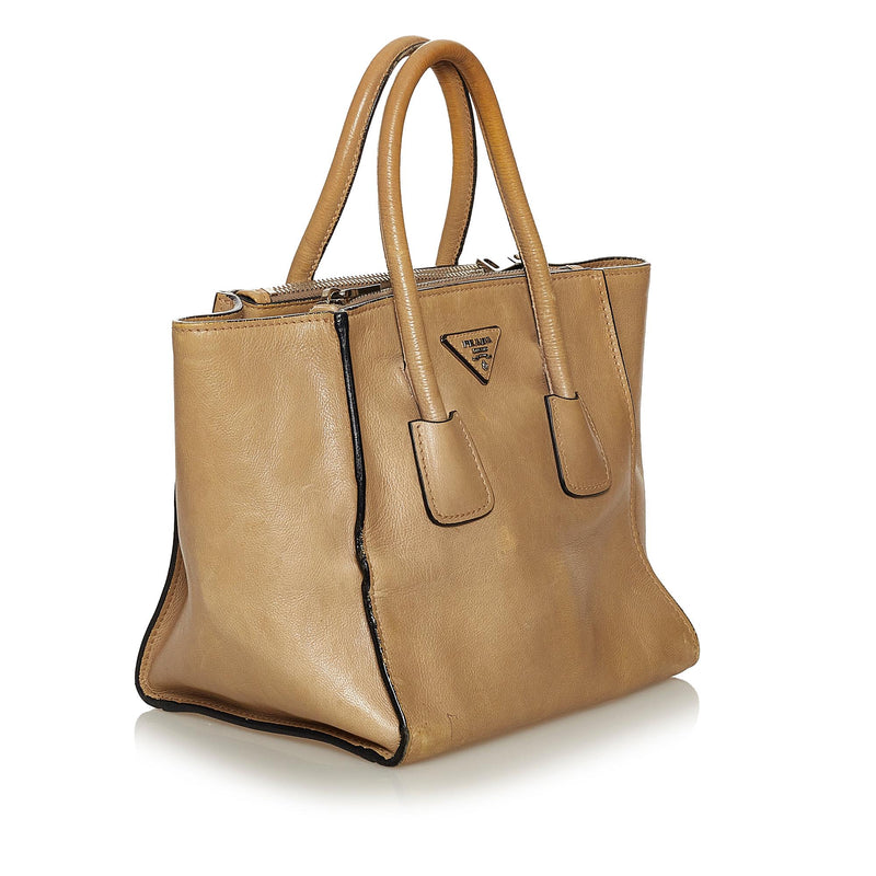 Prada Glace Calf Twin Pocket Leather Handbag (SHG-29047)