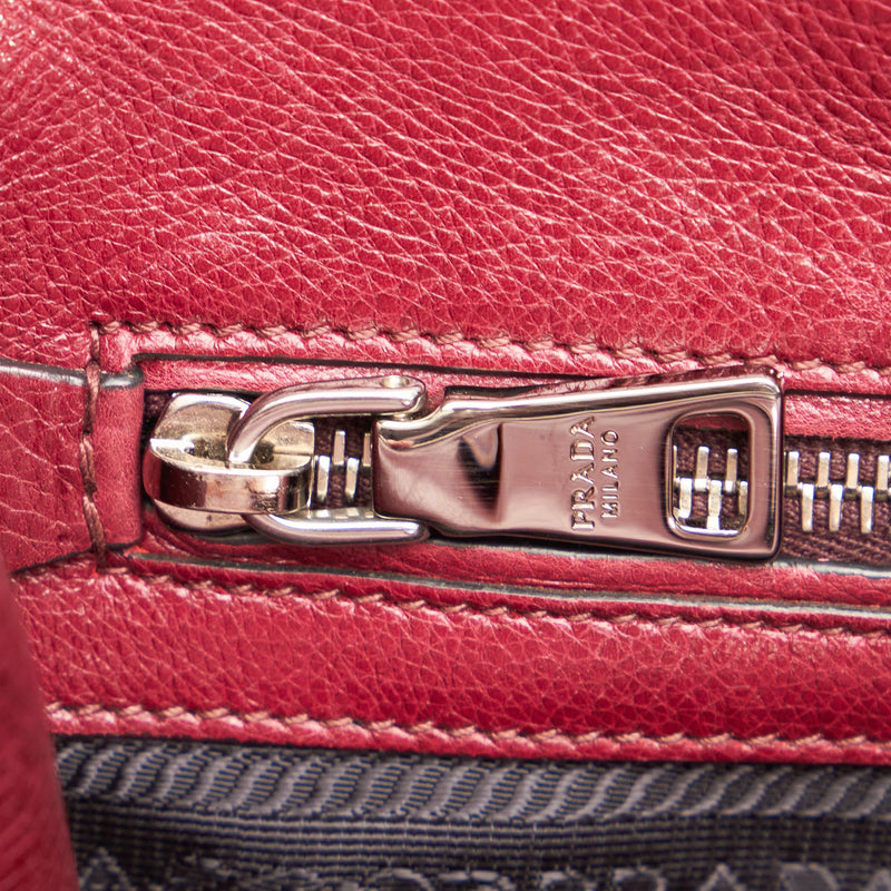 Prada Glace Calf Twin Pocket Leather Satchel (SHG-29132)