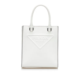 Prada White Small brushed Leather Tote