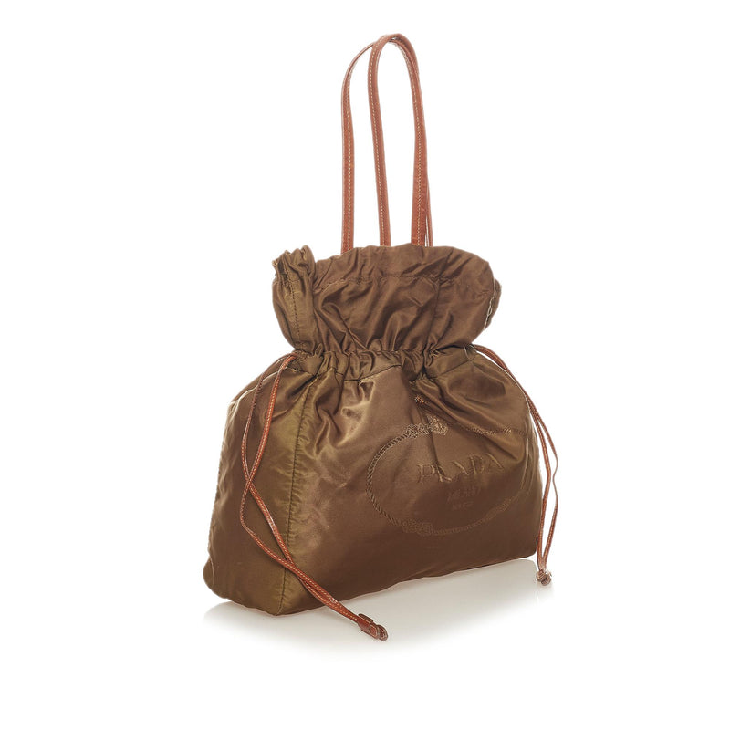 PRADA Convertible Tessuto Nylon Tote Shoulder Bag Light Brown