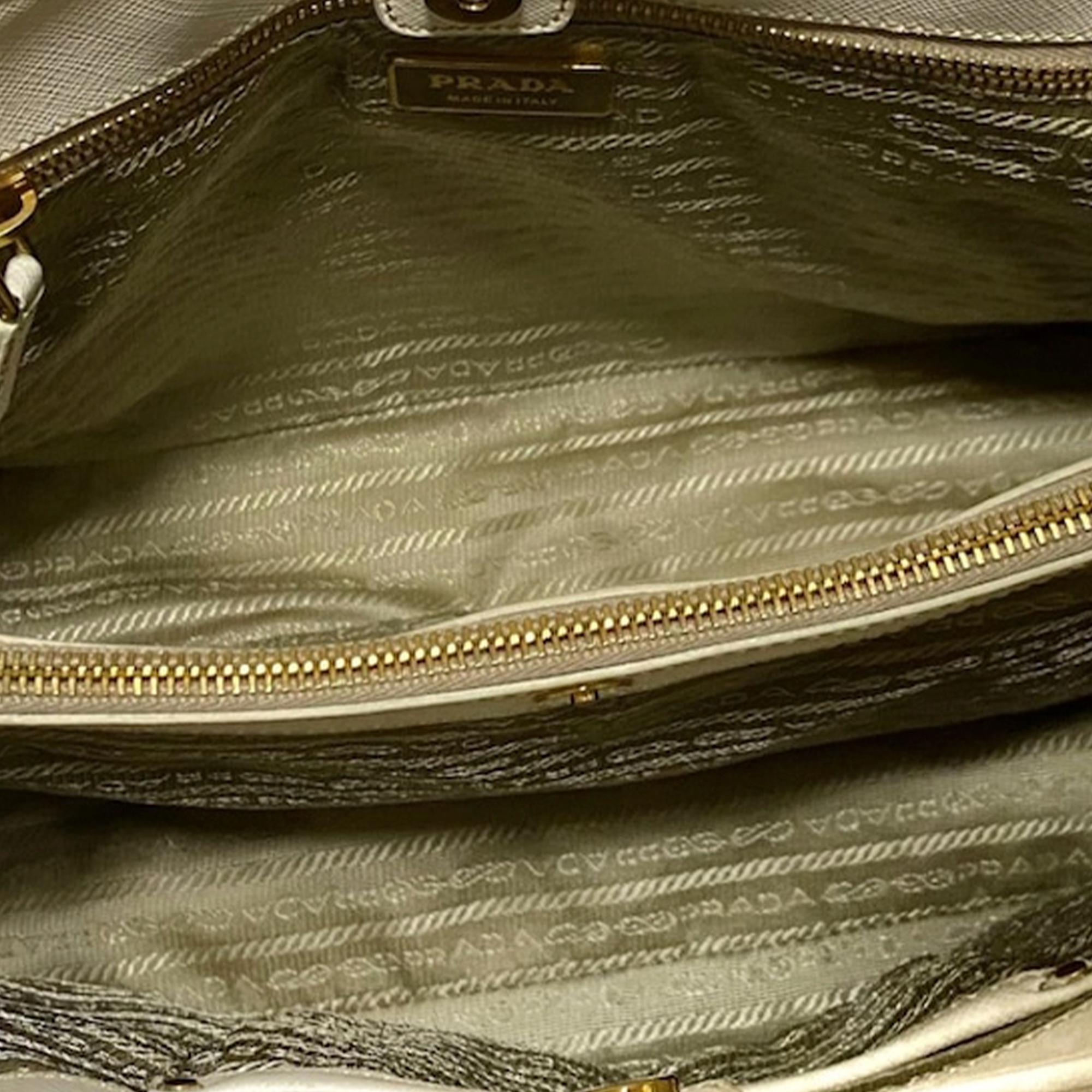 Prada Perforated Saffiano Fori Striped Handbag (SHG-37595)