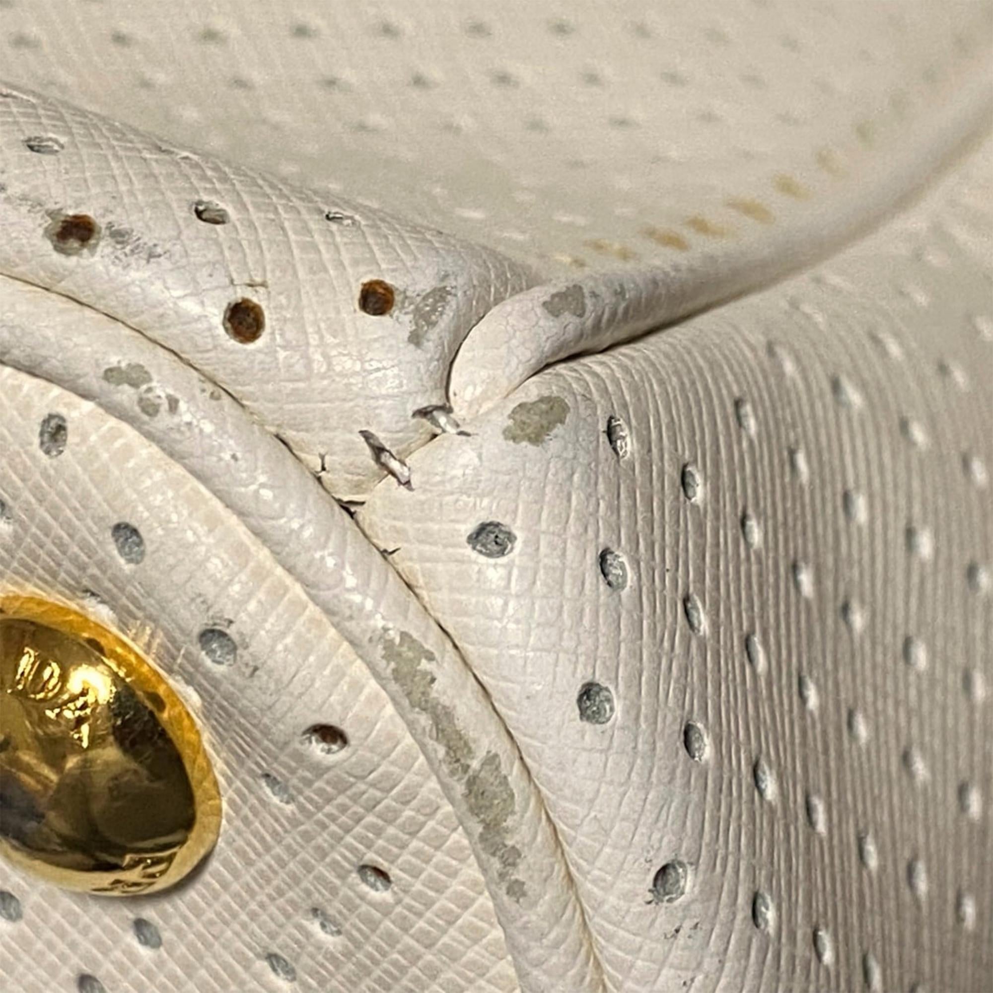 Prada Perforated Saffiano Fori Striped Handbag (SHG-37595)