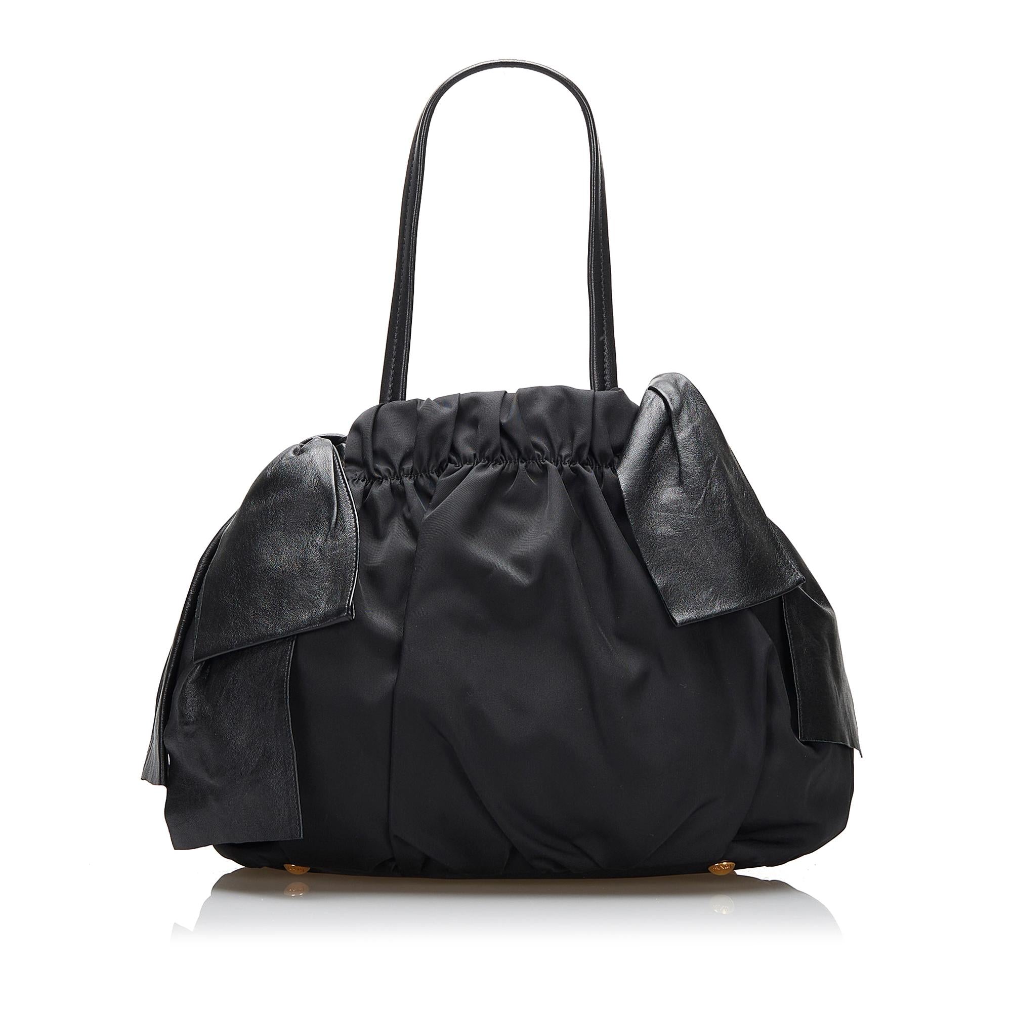 Prada Python Print Bow Tessuto Handbag (SHG-HElyI4)