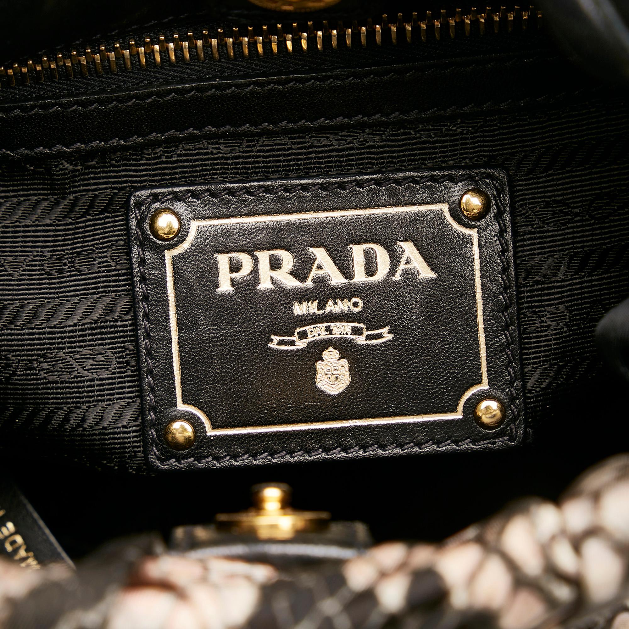 Prada Python Print Bow Tessuto Handbag (SHG-HElyI4)