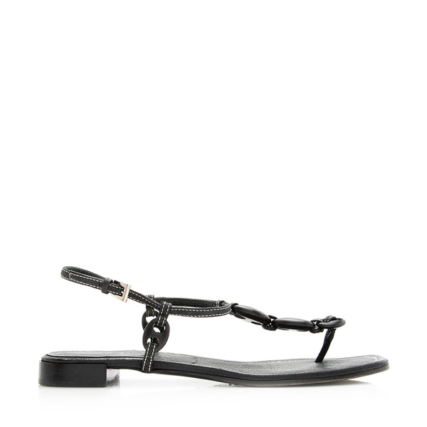 Prada Ring Flat Sandals - Size 8.5 / 38.5 (SHF-20420)