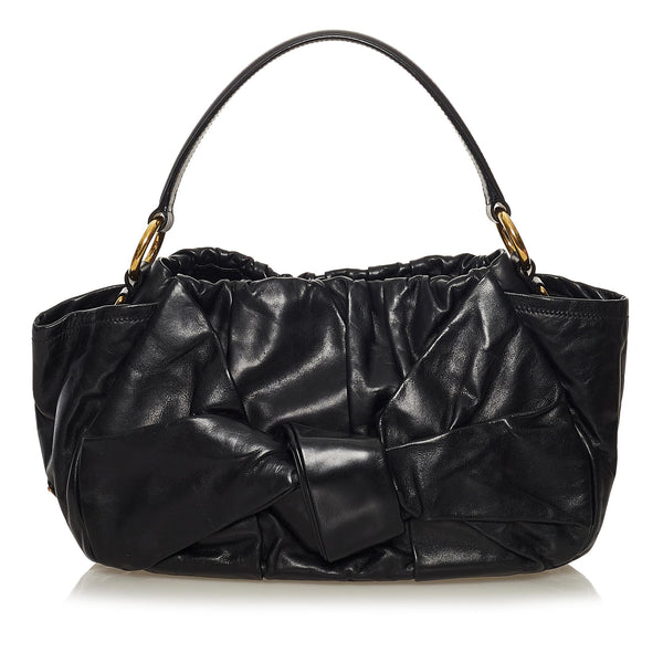 Prada Ruffled Leather Handbag (SHG-34208)