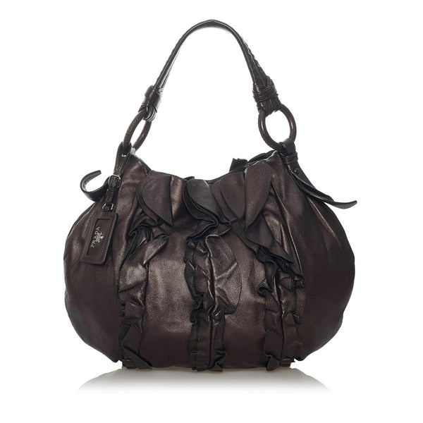 Prada Ruffled Leather Tote Bag (SHG-28483)