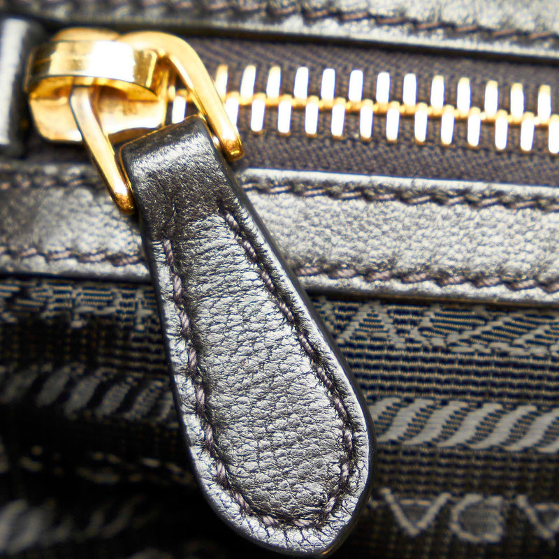 Prada Metallic Leather Ruffle Pochette Bag