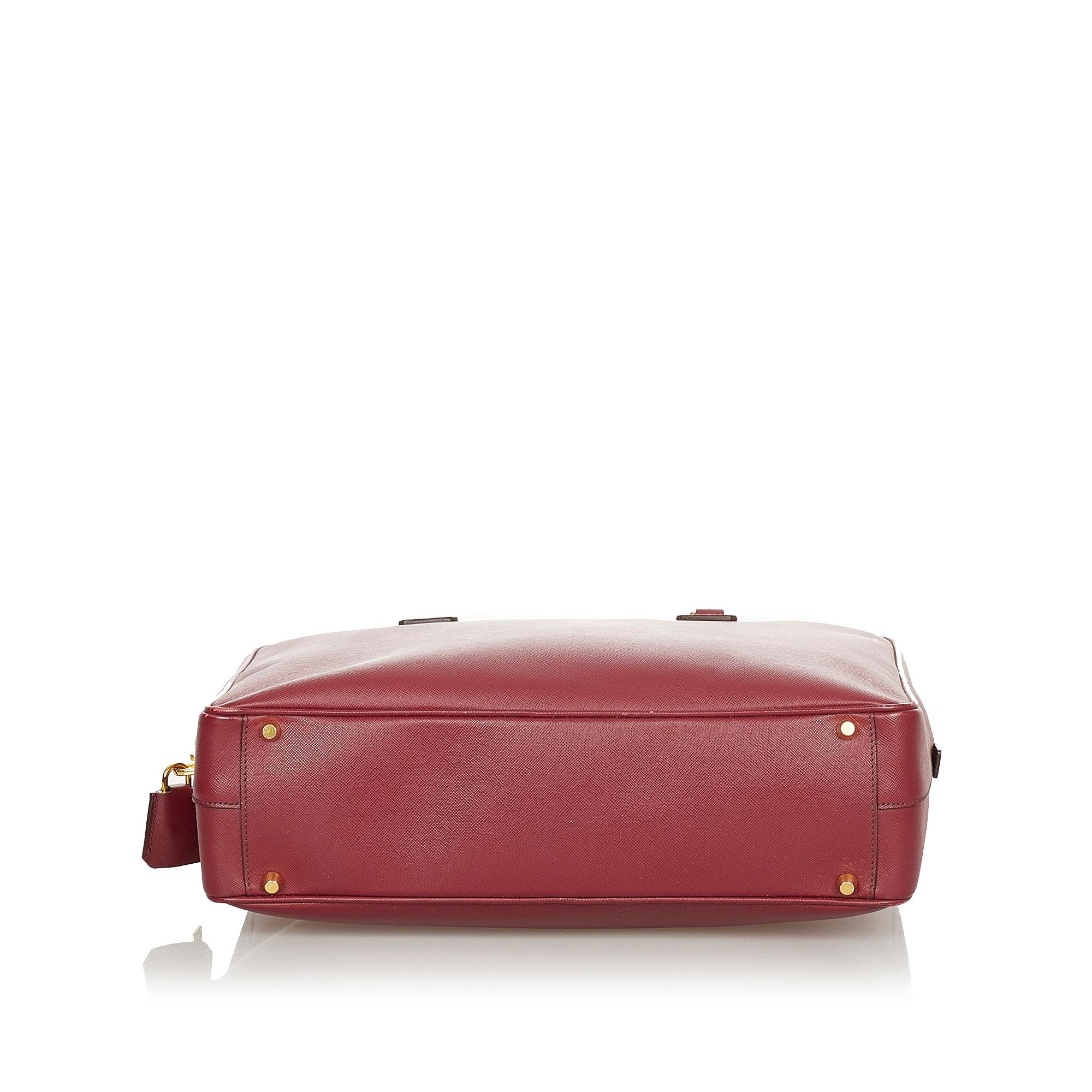 Prada Saffiano Bauletto Handbag (SHG-24256)