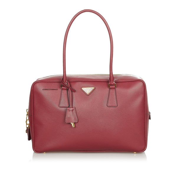 Prada Saffiano Bauletto Handbag (SHG-24256)