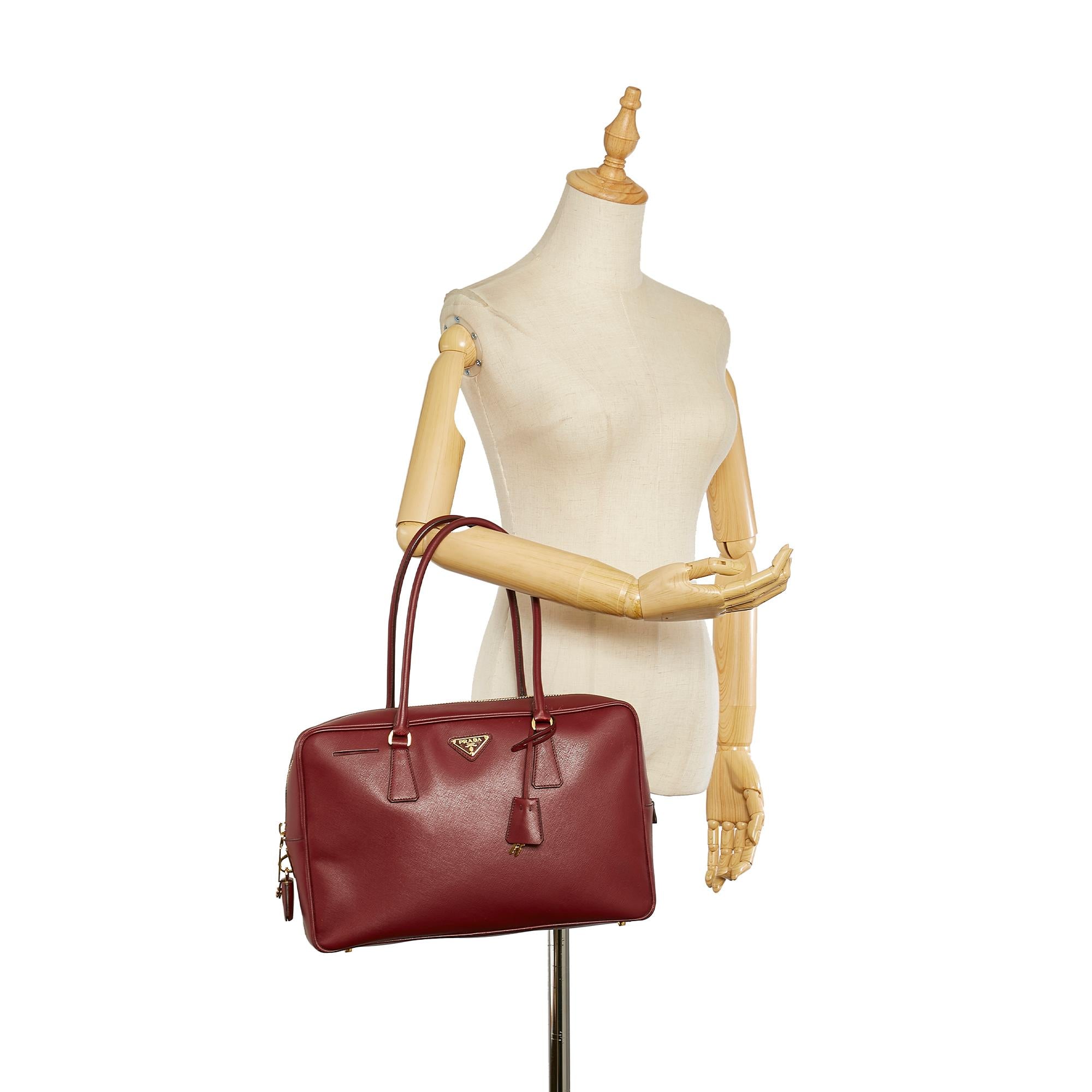 Prada Saffiano Bauletto Handbag (SHG-24256)