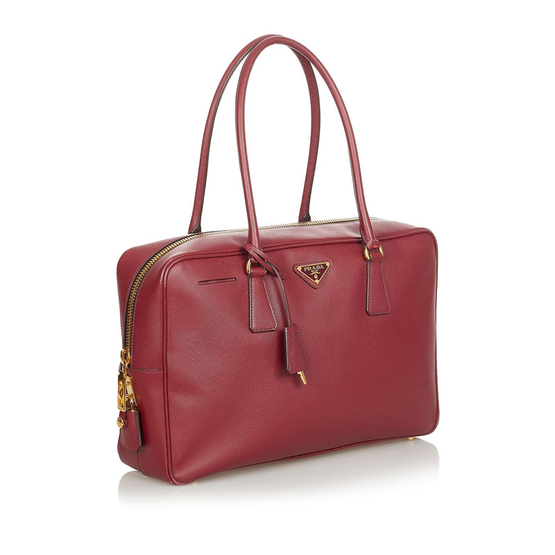 Prada Saffiano Bauletto Handbag (SHG-24256)