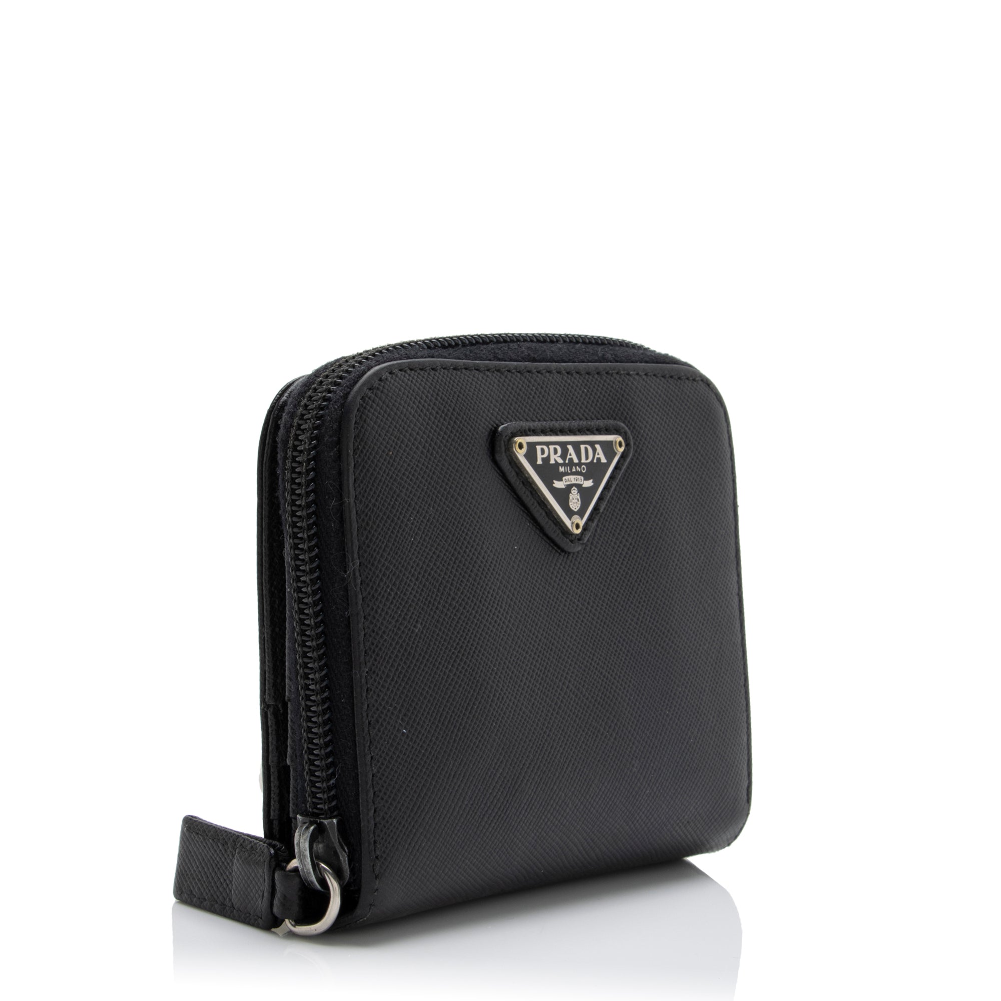 Prada Saffiano Compact Bi-Fold Zip Around Wallet (SHF-nBBc8D)