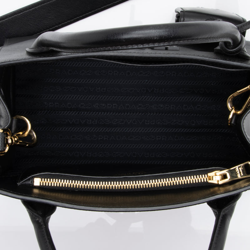 PRADA Saffiano Cuir Monochrome Chain Shoulder Bag Black 322506