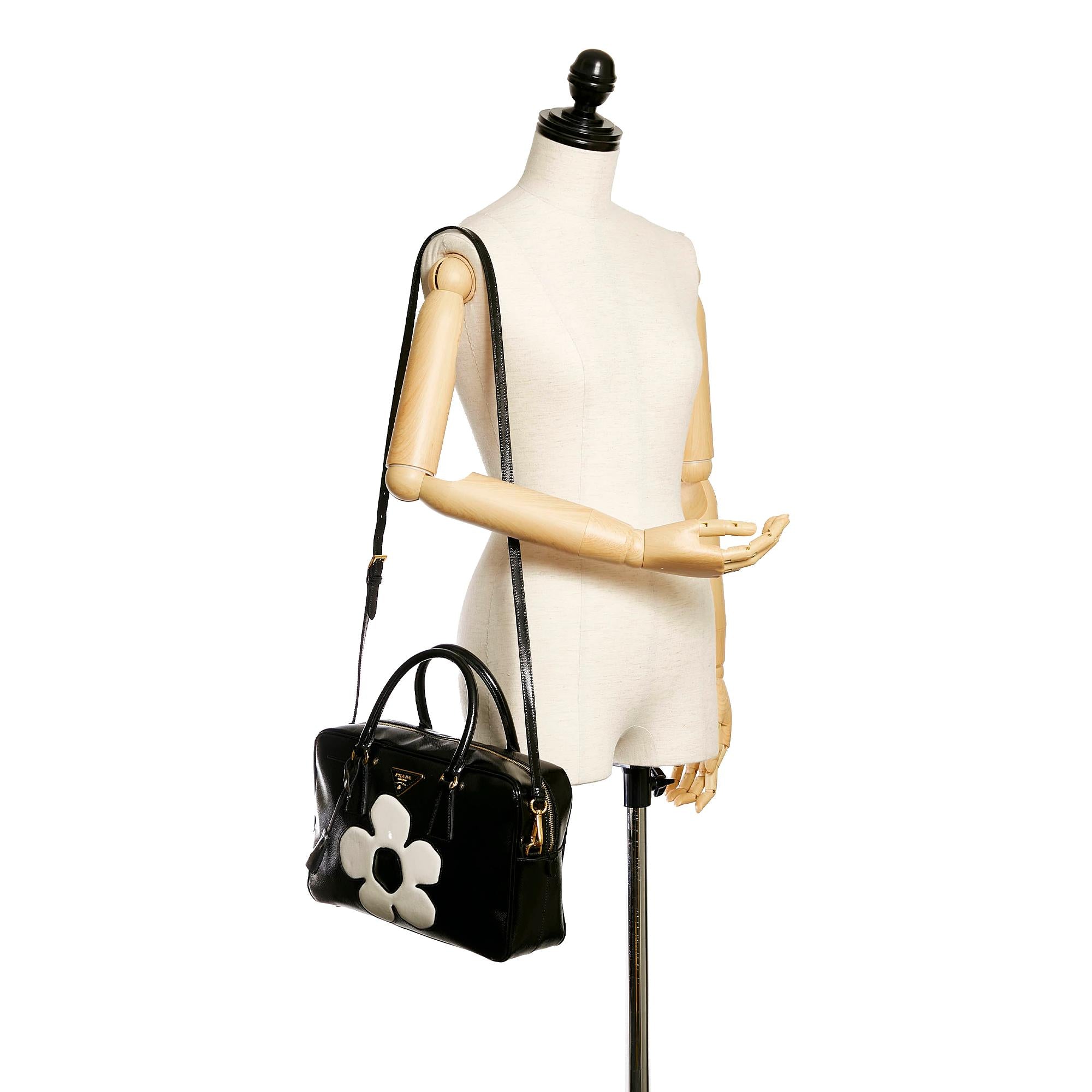 Prada Saffiano Flower Satchel (SHG-28160)