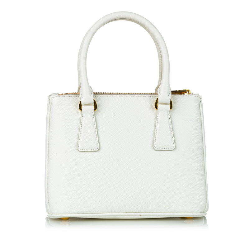 Prada Calfskin Galleria Saffiano Mini Bag in White