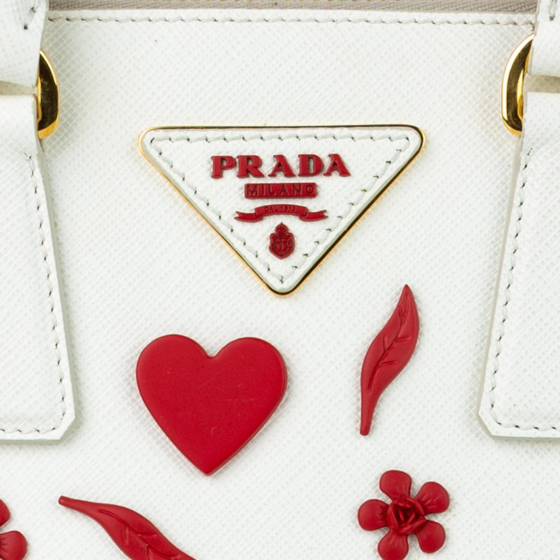Prada Saffiano Galleria Heart Double Zip Handbag (SHG-29673)