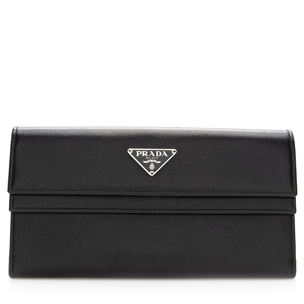 Prada Saffiano Leather Double Flap Wallet (SHF-19872)