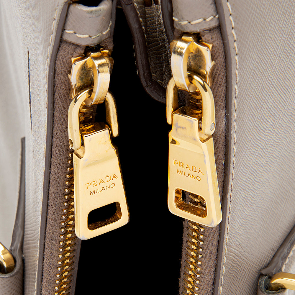 Prada Saffiano Leather Lux Double-Zip Medium Tote (SHF-12527)