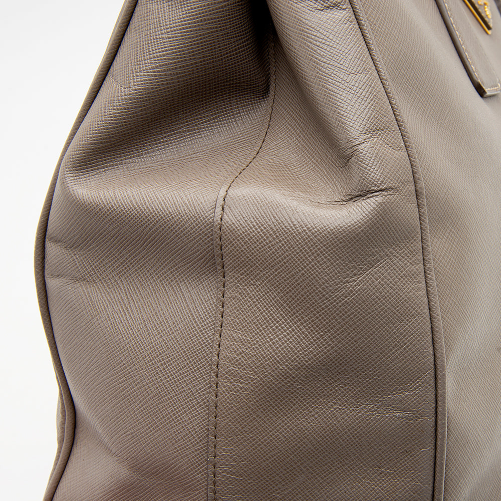 Prada Saffiano Leather Lux Double-Zip Medium Tote (SHF-12527)