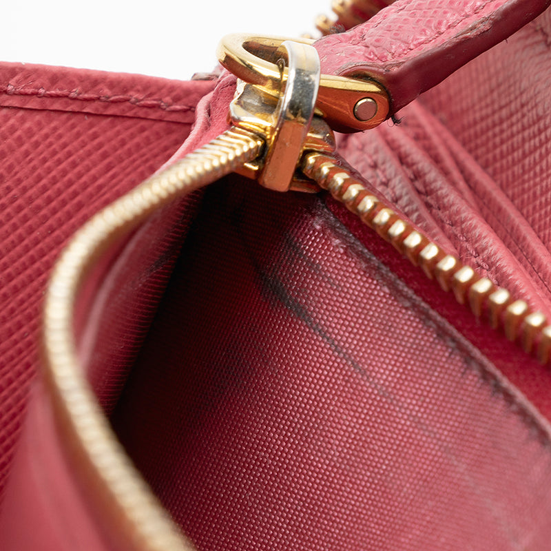 Prada Saffiano Leather Zip Around Wallet - FINAL SALE (SHF-18435)
