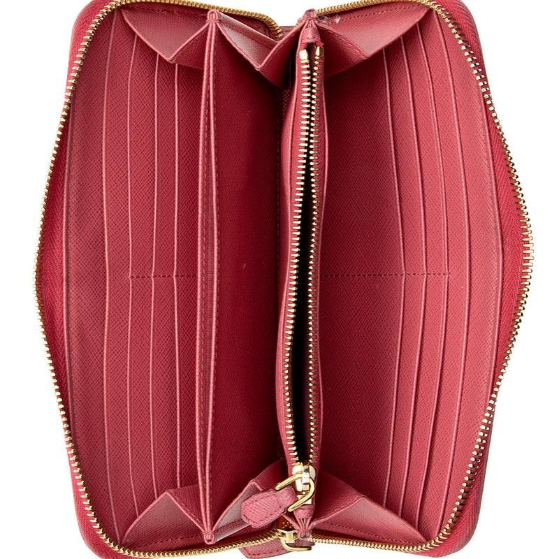 Prada Saffiano Leather Zip Around Wallet (SHF-EDyRrc) – LuxeDH