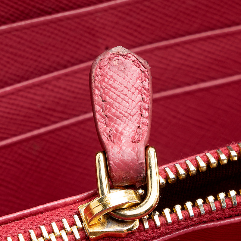Prada Saffiano Leather Zip Around Wallet (SHF-19293)