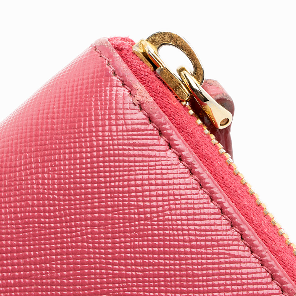 Prada Saffiano Leather Zip Around Wallet (SHF-19293)