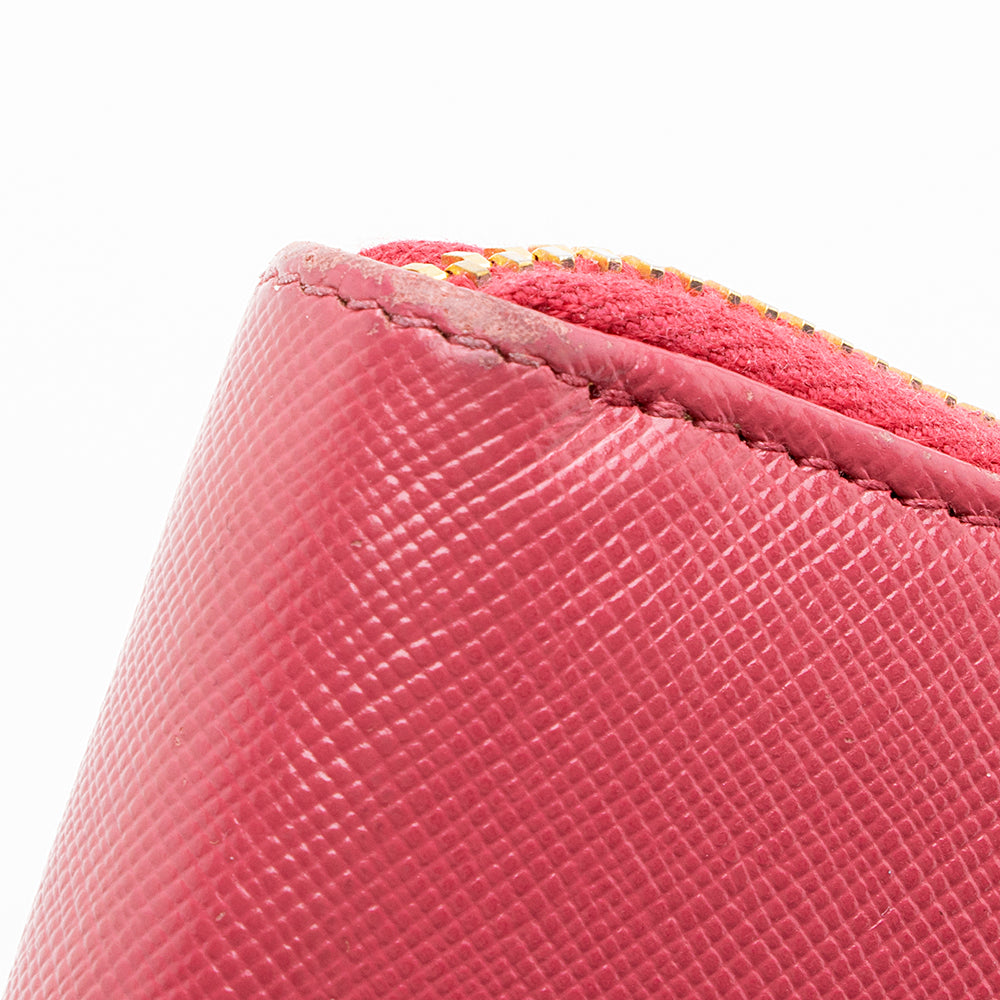 Prada Saffiano Leather Zip Around Wallet (SHF-19293)