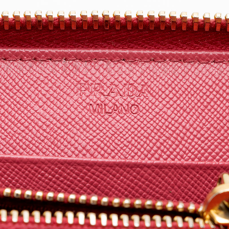 Prada Saffiano Leather Zip Around Wallet (SHF-19293)