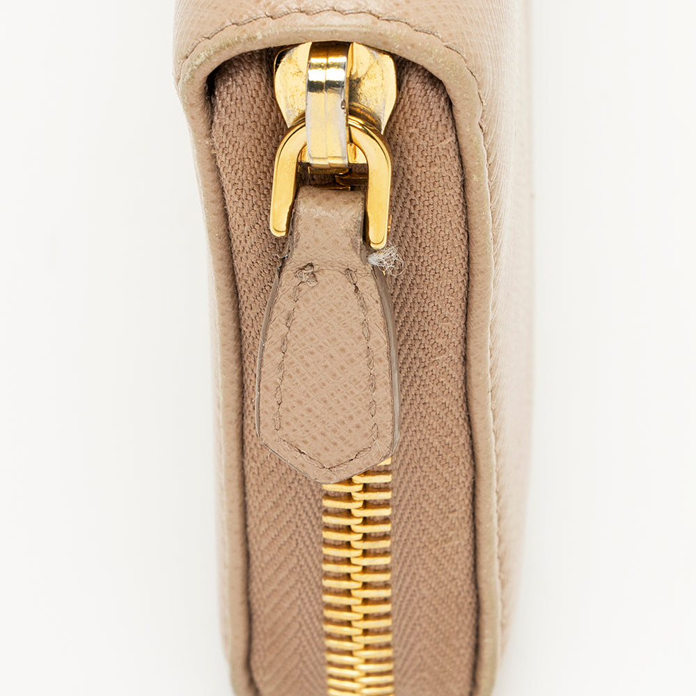 Prada Saffiano Leather Zip Around Wallet (SHF-17519)