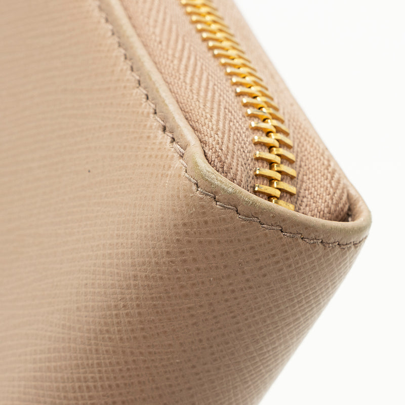 Prada Saffiano Leather Zip Around Wallet (SHF-17519)