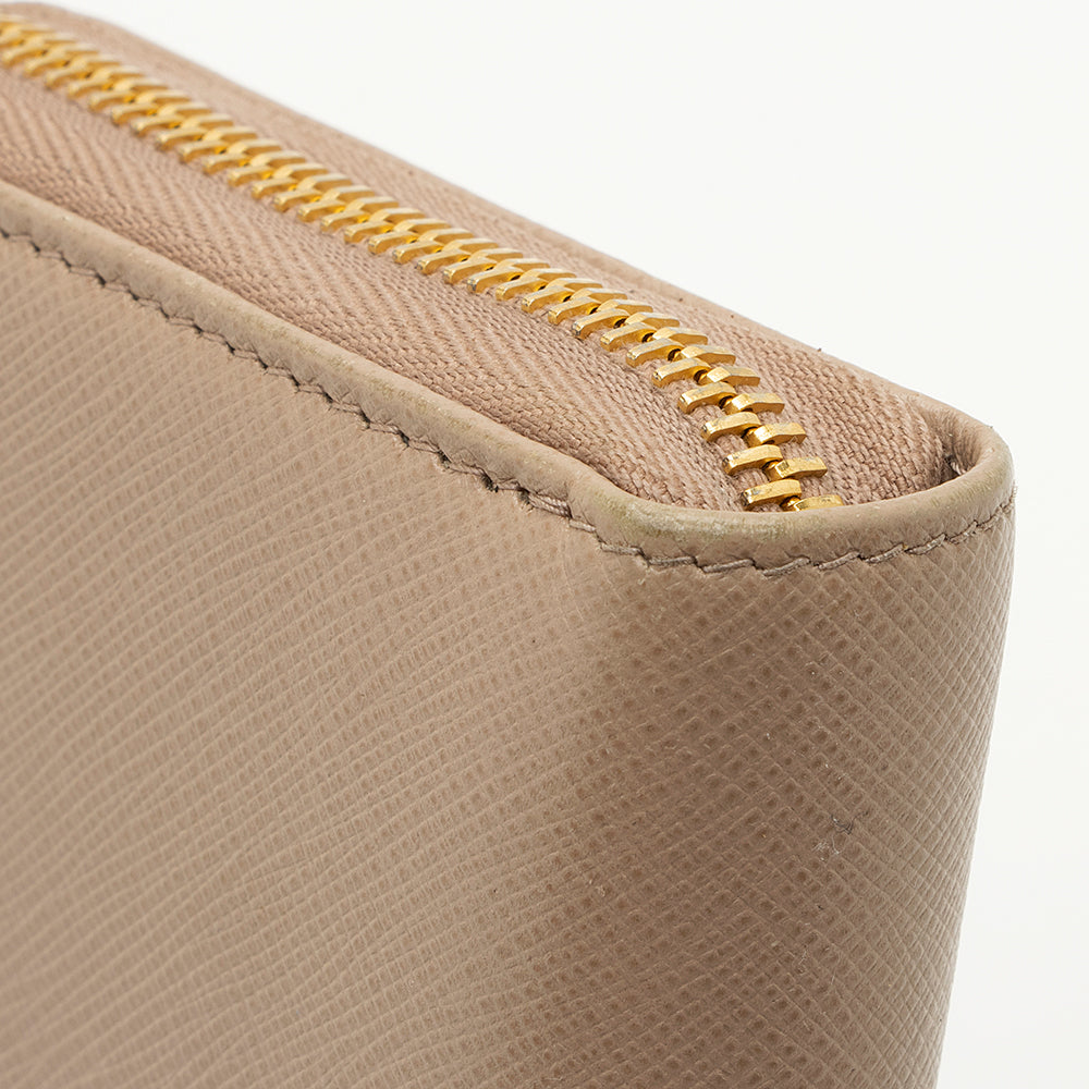 Prada Saffiano Leather Zip Around Wallet (SHF-17519)