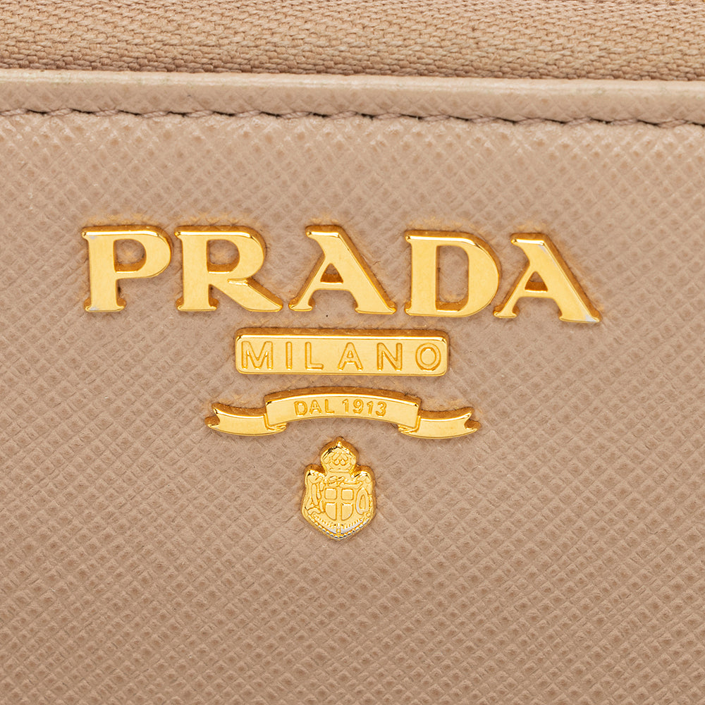 Prada Saffiano Leather Zip Around Wallet (SHF-17519)