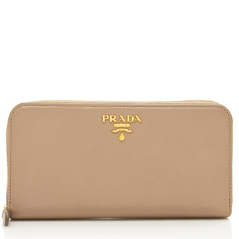Prada Saffiano Leather Zip Around Wallet (SHF-17519)