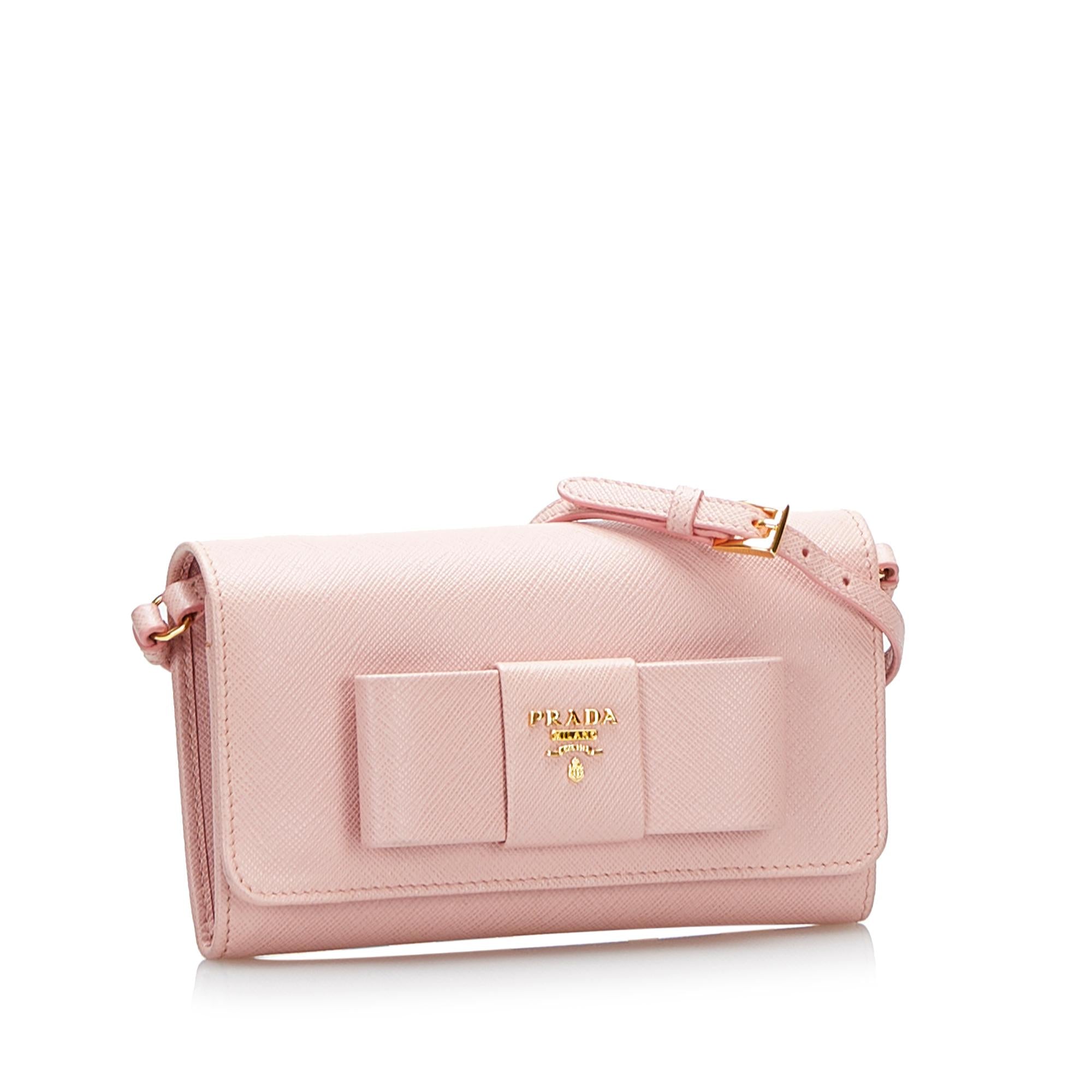 Prada Saffiano Lux Bow Wallet On Strap (SHG-EOnqfP)