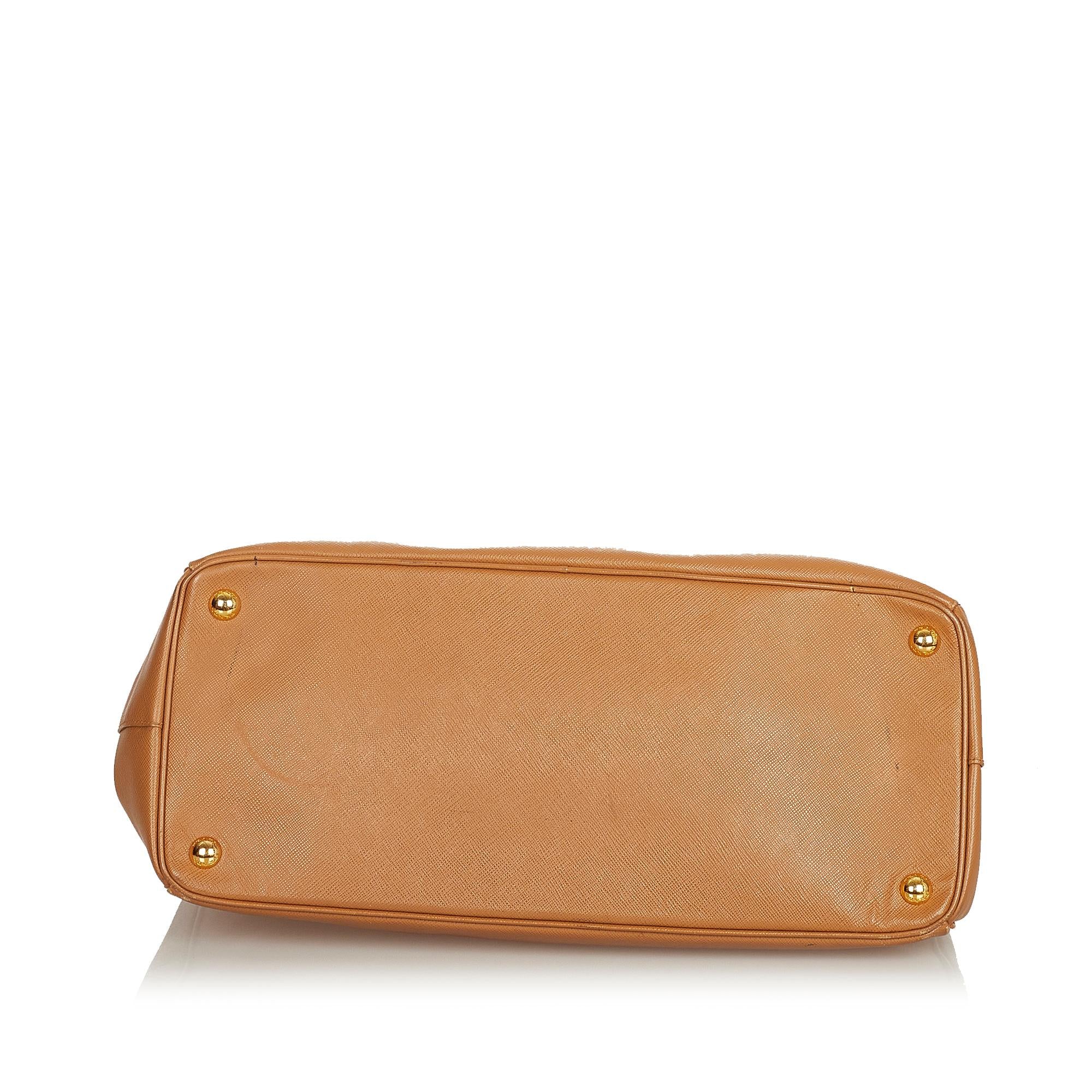 Prada Saffiano Lux Double Zip Galleria Handbag (SHG-32566)